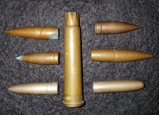 Bullet heads and a Shell case